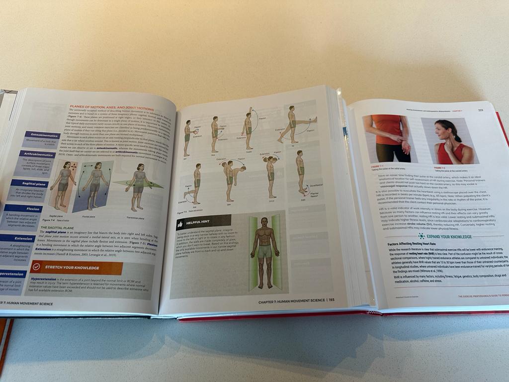 both the ACE and NASM cpt textbooks open and showing some of their diagrams